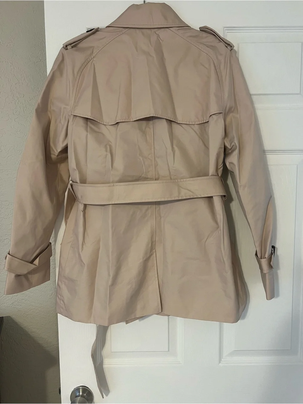Coach Light Pink Double-Breasted Trench Coat with Belt
